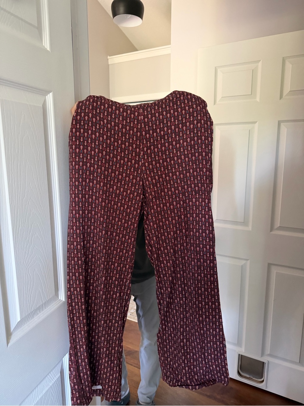Wide Leg Maroon Patterned Women’s Pants
